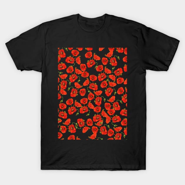 Poppy poppies red flowers mask design T-Shirt by Collagedream